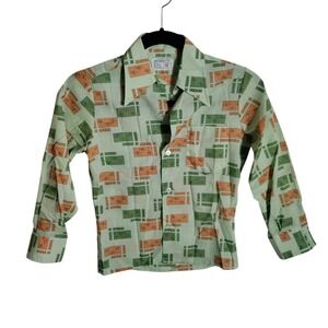 Vintage 70s Boys Long Sleeve Button Front Size 10 Jc Penny